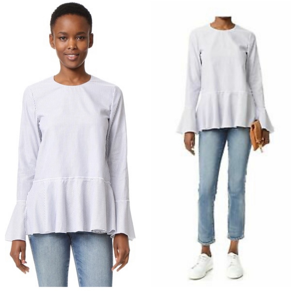 Theory Blue Stripe Peplum Top